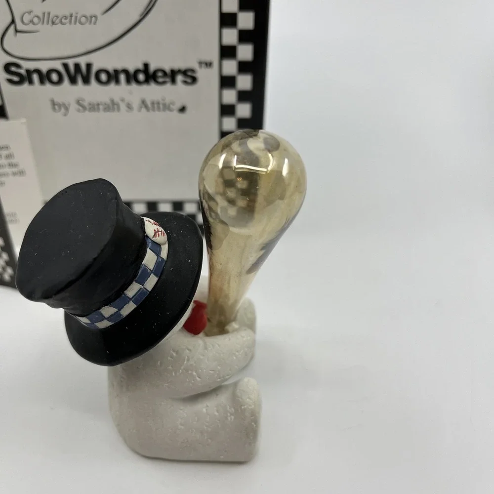 Baseball Top Hat Snowman With Blown Glass Bat Sarah's Attic SnoWonders